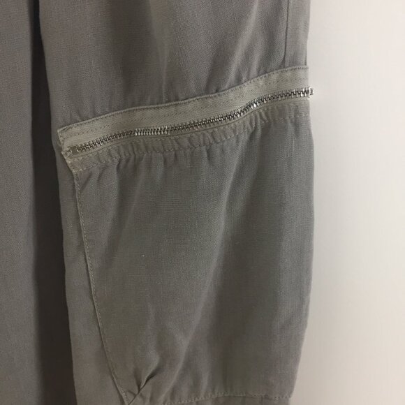 Linen High Waist Pleated Relax fit Tapered Ankle Pant sz 6-8 - Sage - Picture 3 of 13